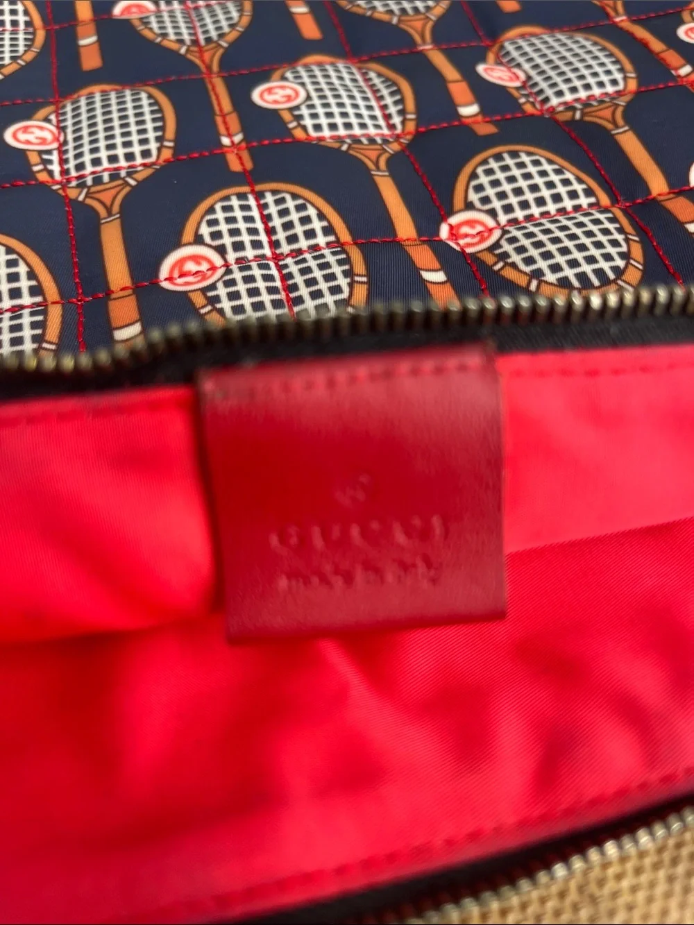 Gucci Navy and Orange Tennis Racket Laptop Sleeve